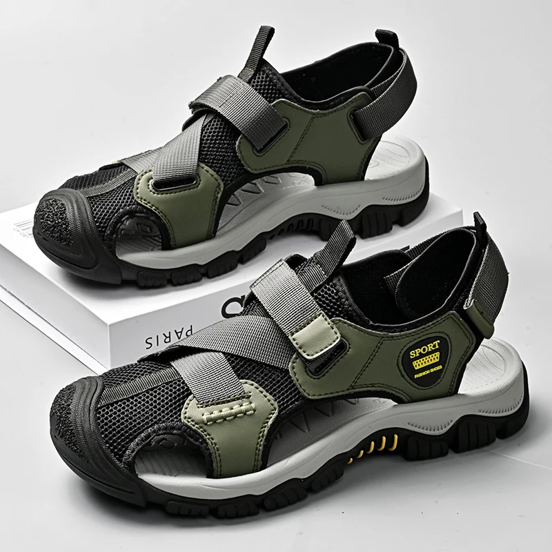 Мужские летние сандалии новые модные мужские уличные из натуральной кожи