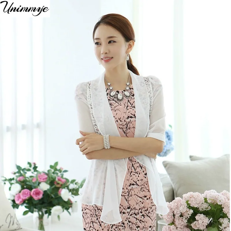 

Женский шифоновый кардиган с коротким рукавом и V-образным вырезом