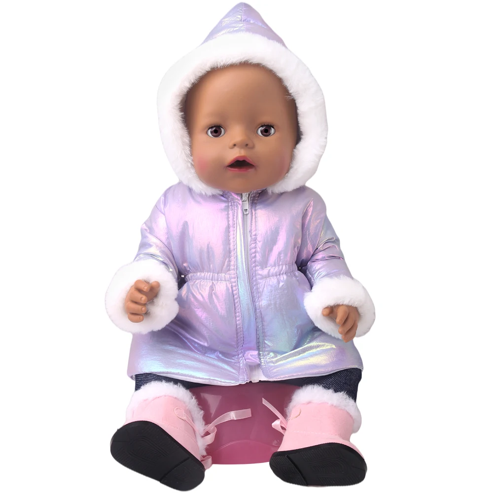 

Doll Clothes 43Cm Newborn LalaFanfan Bright Plush Down Jacket Kawaii Fit 18 Inch Doll Boys & Girls Toy Accessories Gifts f965