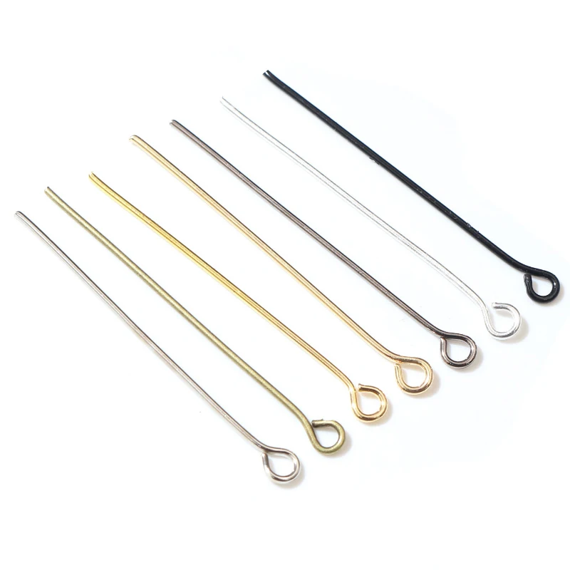 200pcs/bag 16 20 25 30 35 40 45 50mm Eye Head Pins Classic 7 colors Plated Eye Pins For Jewelry Findings Making DIY Supplies