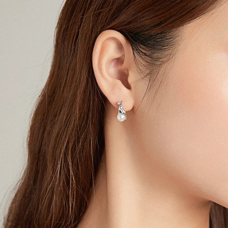 Женские серьги-гвоздики из серебра 925 пробы с жемчугом |