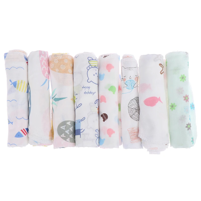 

Cartoon baby handkerchief square pattern towel washed cotton infant face towel