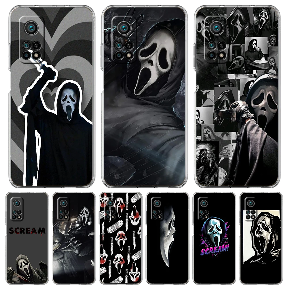 

Ghostface Scream Horror Art Transparent Phone Case for Xiaomi Mi 11 Ultra 12 11T 11X 11i Lite Poco X3 X4 NFC F3 GT M4 Pro 5G TPU