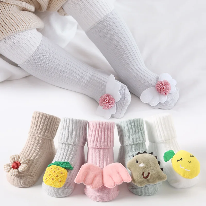 

Осенне-зимние детские носки, милые резиновые нескользящие носки с мультяшными животными для мальчиков и девочек, мягкие хлопковые носки для новорожденных, прогулочная обувь