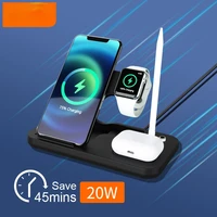 20w qi fast wireless charger stand for iphone13 12 11 x apple watch 4 in 1 foldable charging dock station for airpods pro iwatch
