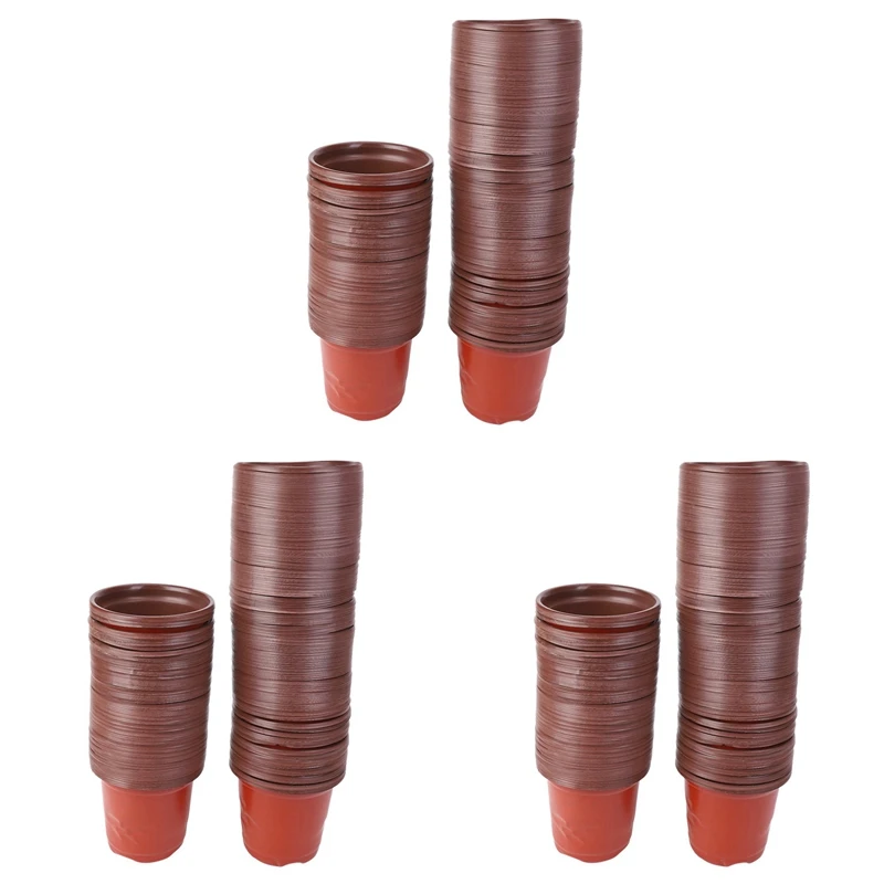 AFBC 600Pcs 4 Inch Plastic Flower Seedlings Nursery Supplies Planter Pot/Pots Containers Seed Starting Pots Planting Pots