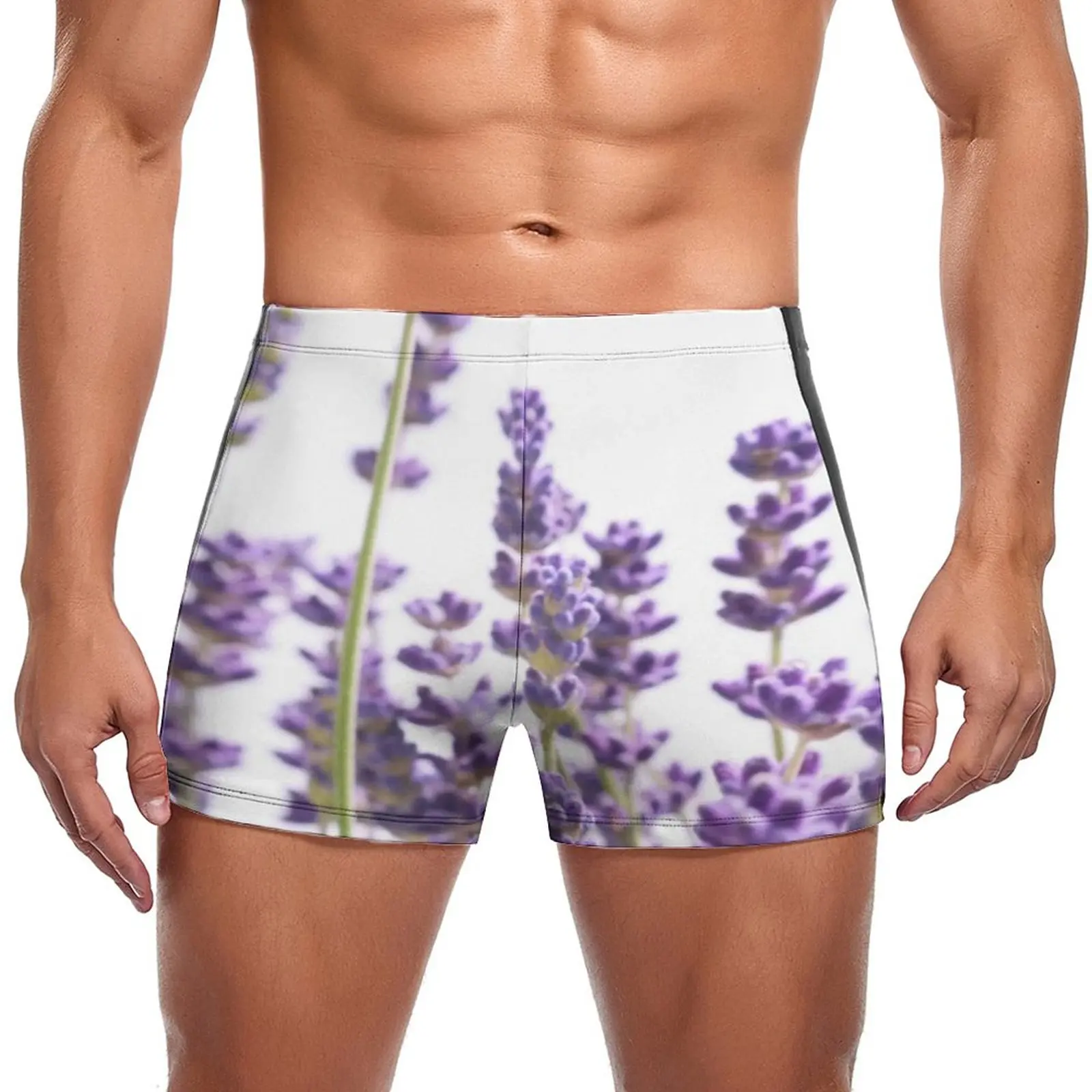 

Purple Lavender Swimming Trunks Vintage Purple Spring Flowers Trending Quick Dry Swim Boxers Training Large Size Men Swimsuit