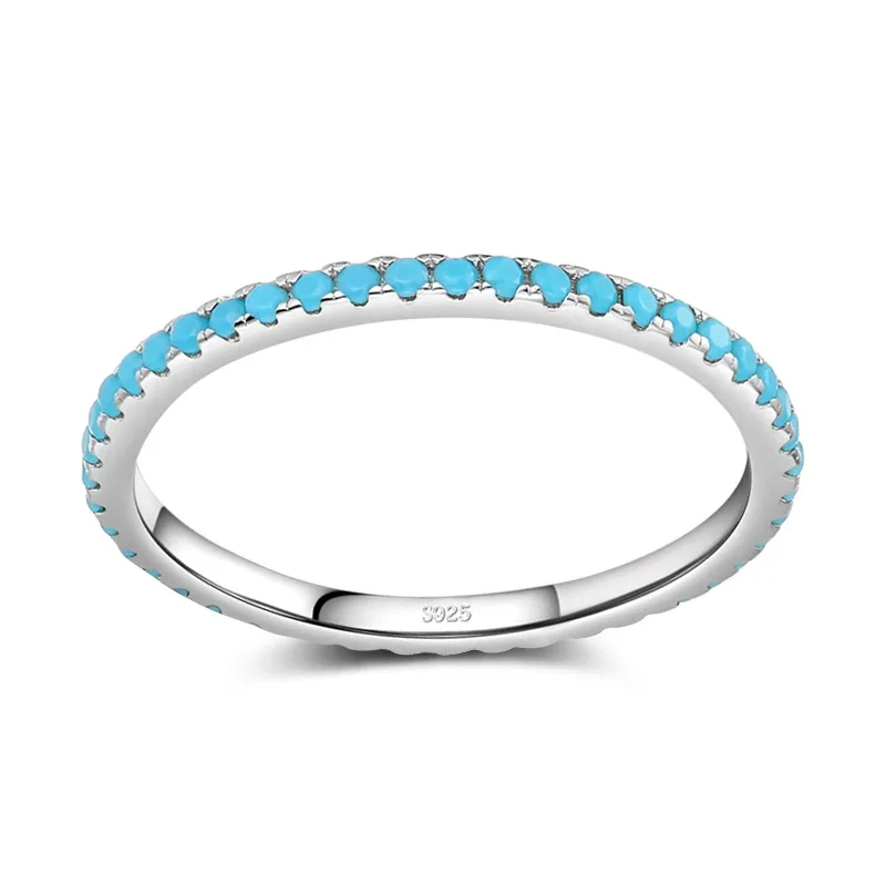 

2022 New Tibetan Silver Classic Exquisite Circle Turquoise Charm Stackable Finger Ring for Women Trendy Fine Jewelry