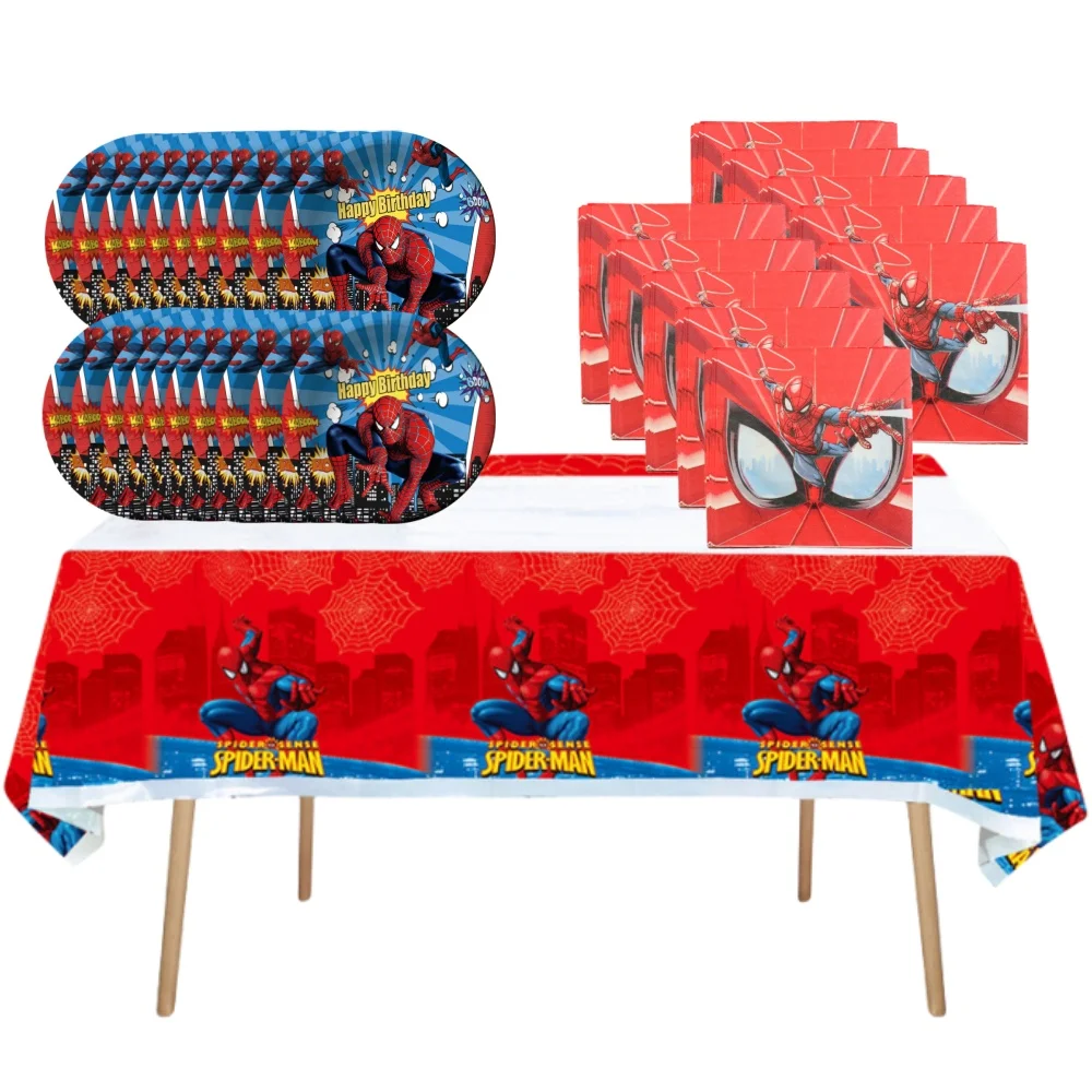 41 шт. украшения для дня рождения Человек-паук бумажные тарелки салфетки скатерть