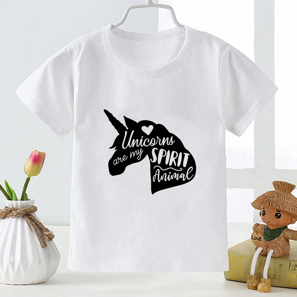 

Unicorns are My Spirit Animal Funny Boys Girls Clothes Simple Casual Streetwear Fashion Kids T-shirts 2-12 Year Short Sleeve Top