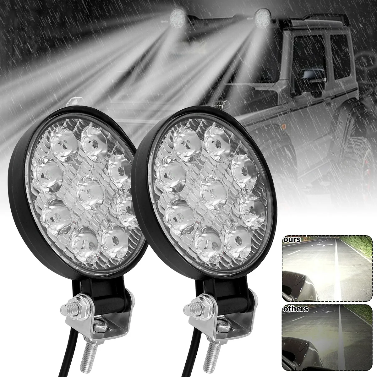 

New 2Pcs LED Work Light 480W Car Truck LED Headlight Round LED Light 6000K 5000LM Headlamp for Off-road Auto Car Van Truck SUV