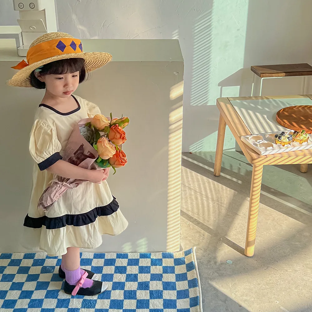 

2022 summer new children’s wear girls’matching dress dress dress long skirt Korean style short sleeve