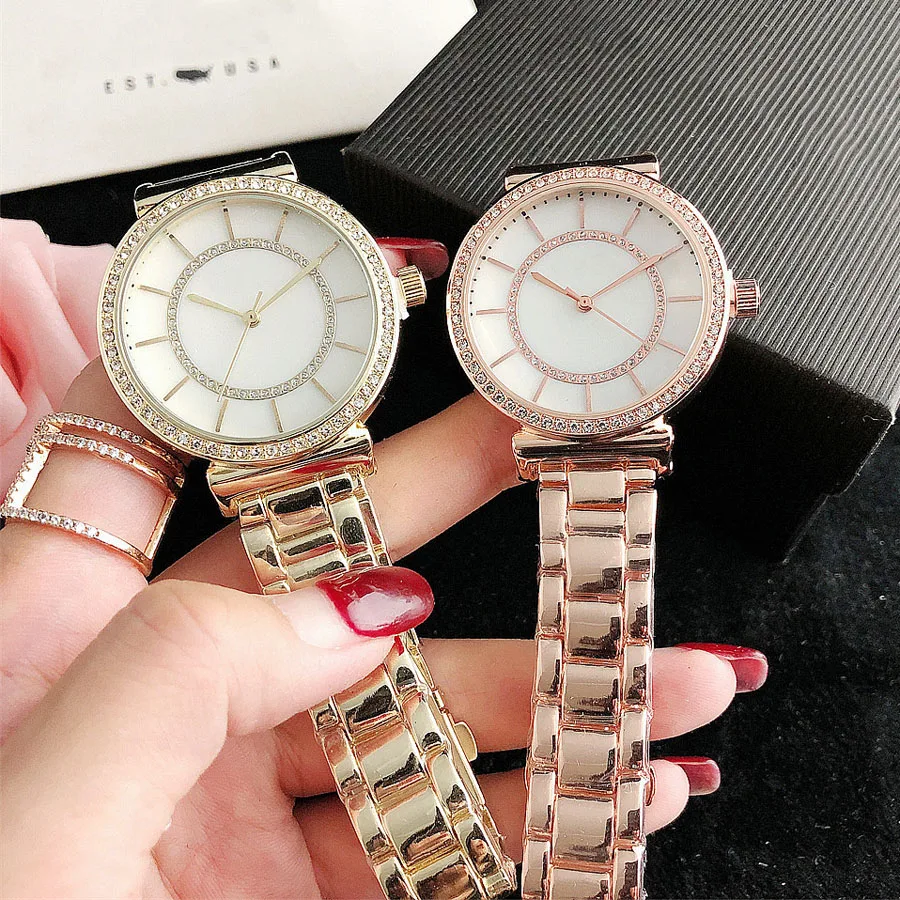 Brand Wrist Watches Fashion Women Ladies Girl Crystal Style Quartz Casual Steel Matel Band Clock FO17