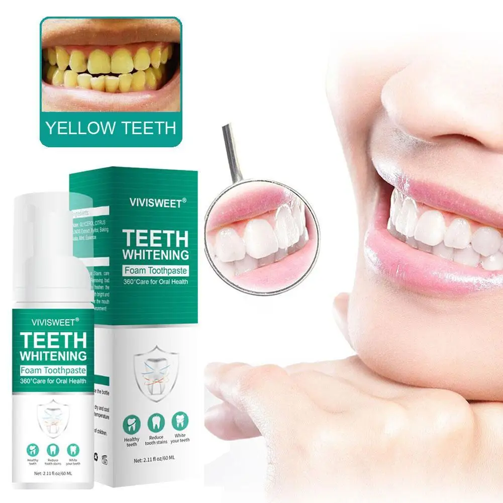 

60ml Foam Teeth Whitening Mousse Deeply Cleaning Gums Stain Removal Teeth Whitenings Mousse Oral Hygiene Care Toothpaste