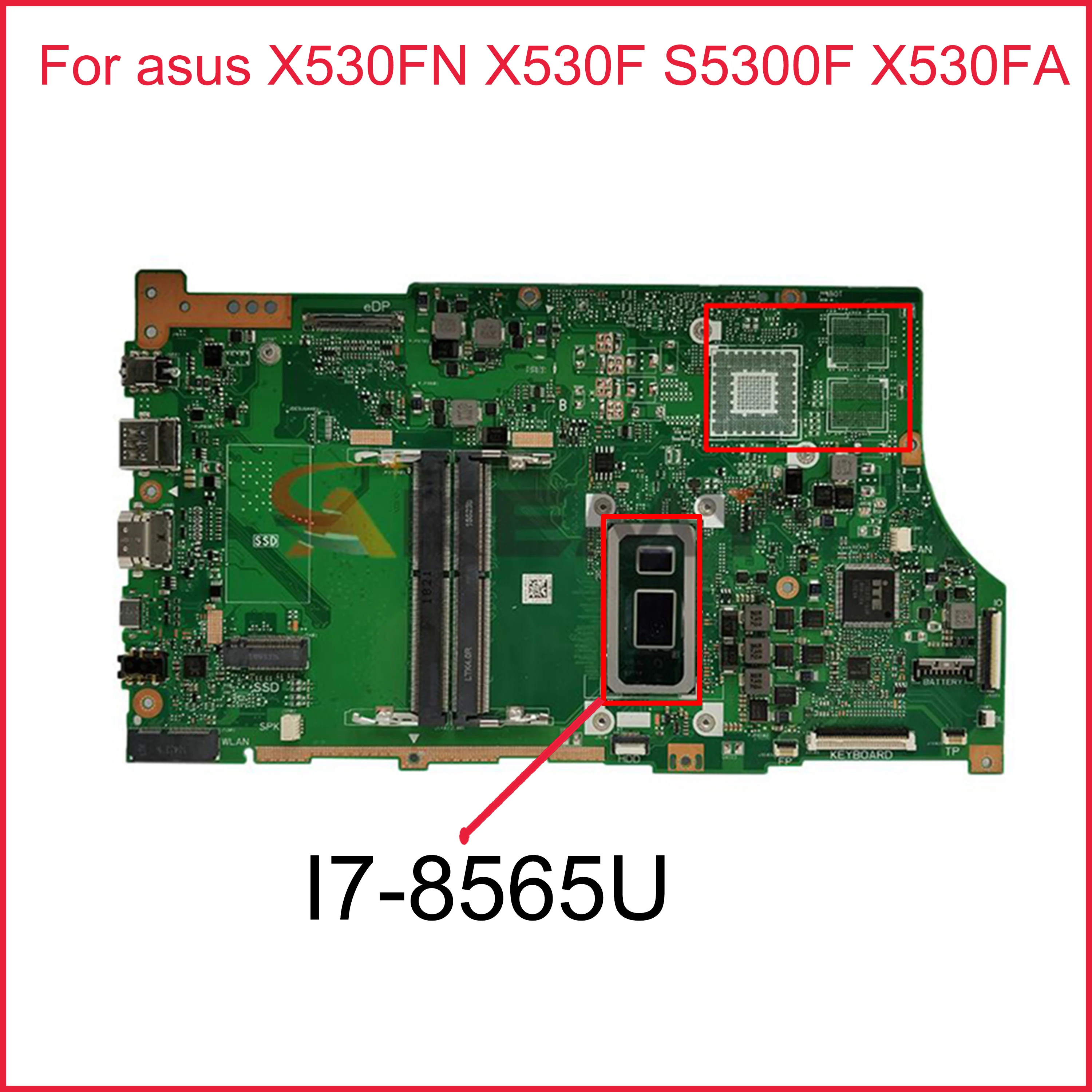

X530FN подходит для ASUS X530FN X530F S5300F X530FA Материнская плата ноутбука I7-8565U (GM) 100% ТЕСТ ОК