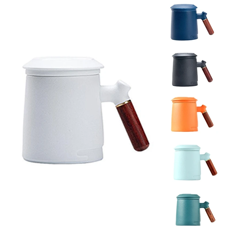 

Handmade Ceramic One-Piece Filter Tea Cup With Lid Kitchen And Home Office Accessories