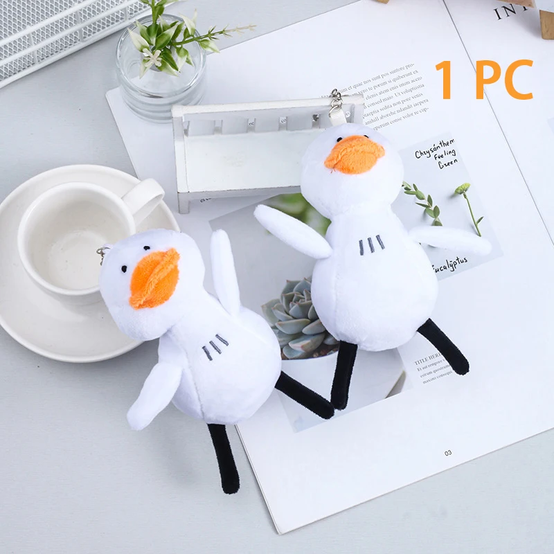 

Little White Duck Plush Doll Pendant Cute Ugly Keychain School Bag Charms Decoration Car Key Accessories For Kids Women Gift