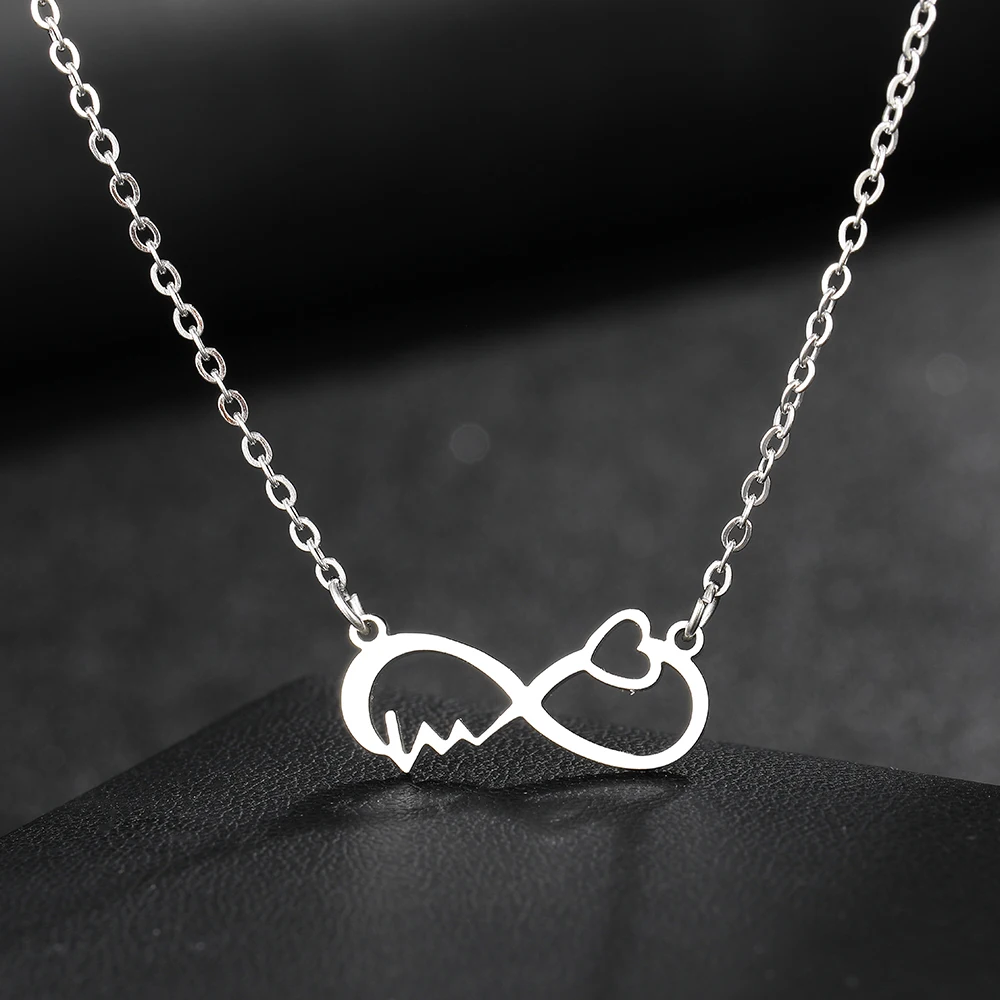Ожерелья из нержавеющей стали изящный символ бесконечности сердце чокер лучшие