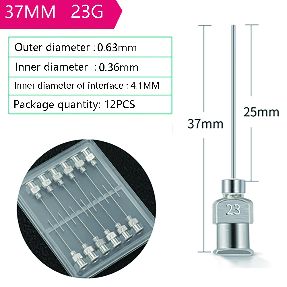 

12pcs 1 inch 37mm Stainless Steel Dispensing Adhesive Syringe Needle Set for Large Space Precision Dispensing Equipmen injection