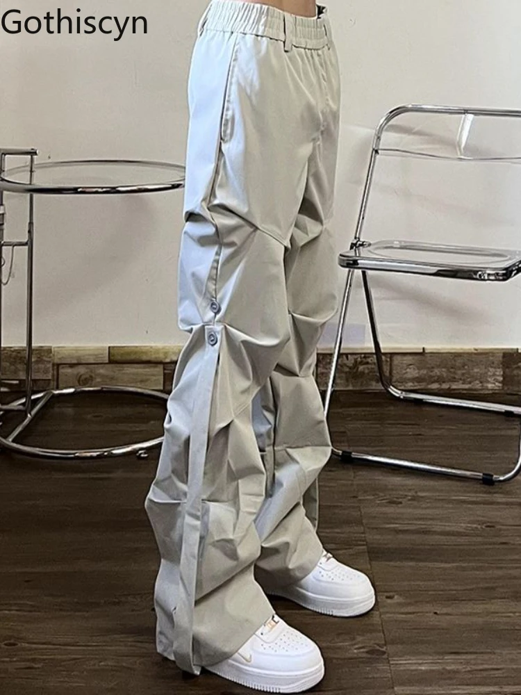 

Gothiscyn Cargo Pants Overalls Wrinkled Functional Men High Street Hip-hop Trousers Loose Micro-flare Casual Pants Streetwear