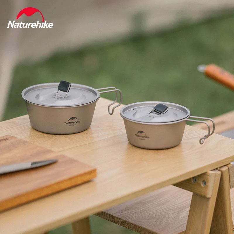 Naturehike Сверхлегкая титановая сковорода с крышкой Портативная посуда для кемпинга
