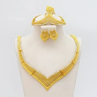 indian wedding fashion simple gold jewelry zircon set ladies pendant statement african beads diamond necklace earrings bracelet