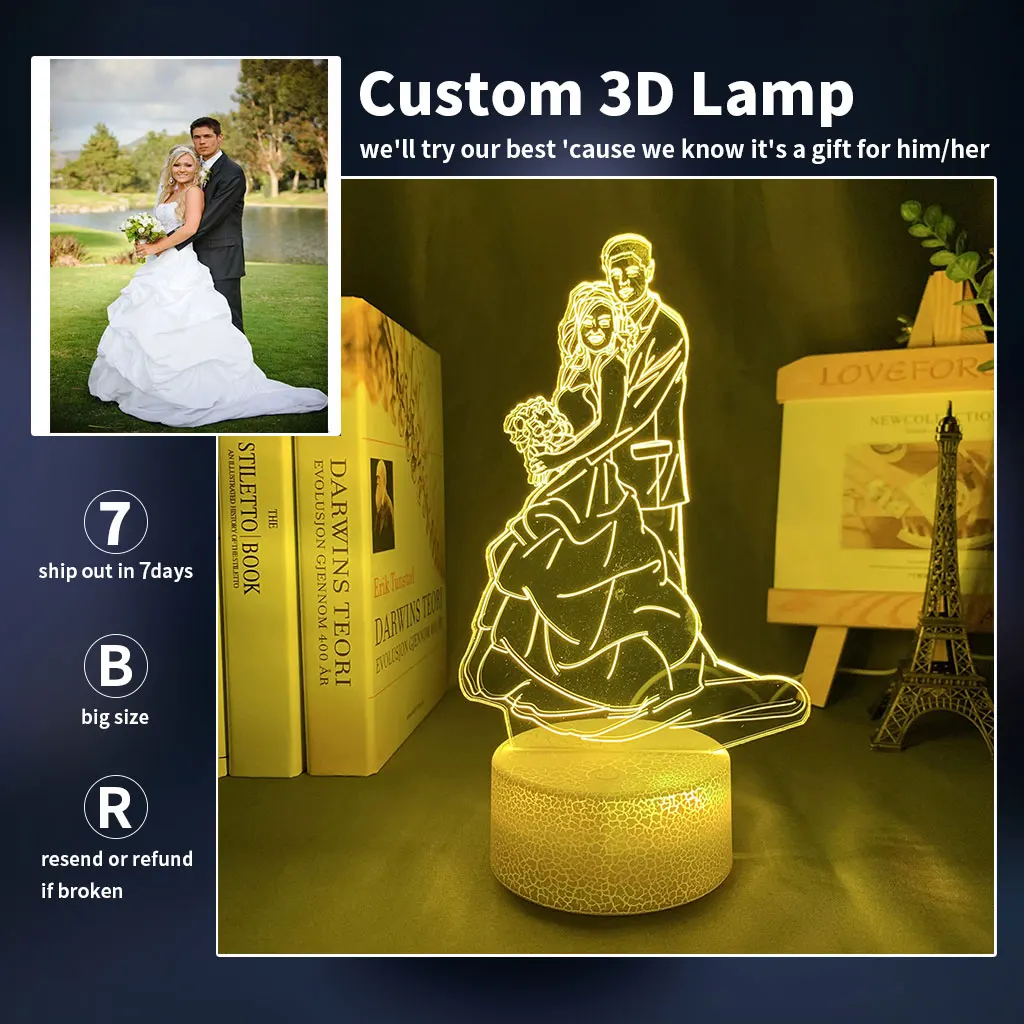 

Custom Personalized Led Light for Bedroom Decor Table Lamp Color Changing Led Night Light Custom 3d Lamp Unique Birthday Gift