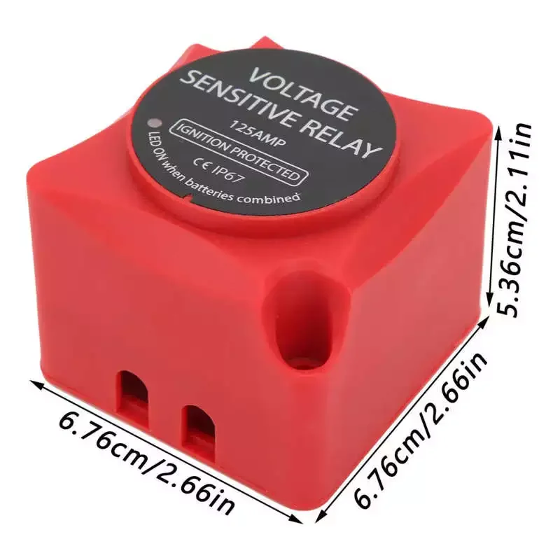 Battery Charging Relay Portable Dual Battery Isolator Red for Yacht for RV enlarge