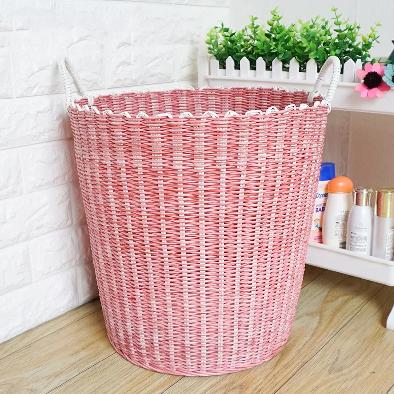 

Plastic Woven Storage Basket Toy Dirty Clothing Eco Friendly Large Sundries Storage Bags Reusable Rangements Home Products 50