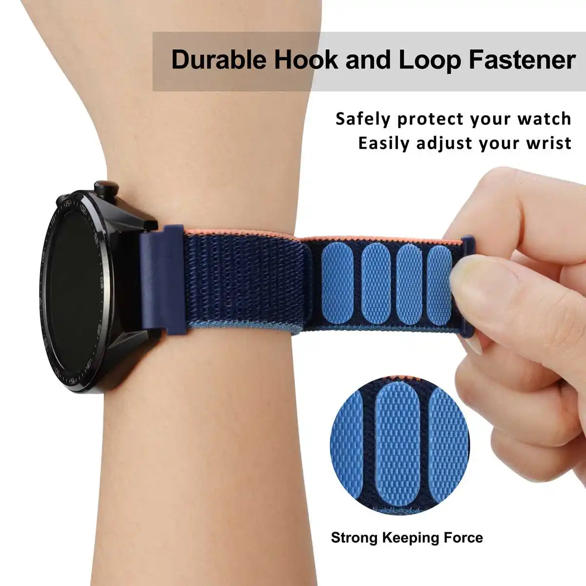 WOCCI Nylon Sport Loop Strap 18mm 20mm 22mm Watch Band for Men Women Smartwatch Bracelet with Hook and Loop Fastener Watchband