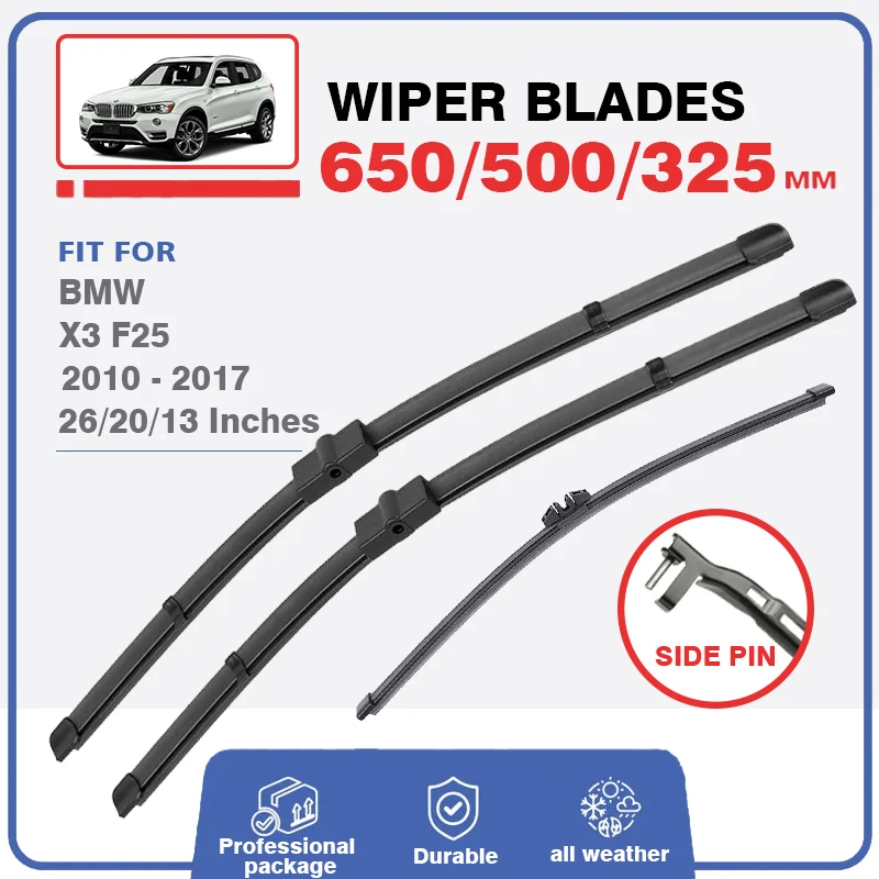 

Front Rear Wiper Blade Set For BMW X3 F25 2010~2017 2015 2011 2016 2012 Windscreen Windshield Window 26"+20"+13" Car Accessories