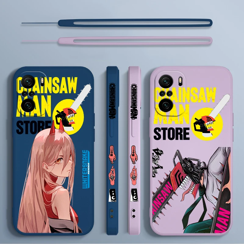 

Anime Chainsaw Man power Phone Case For Xiaomi Redmi Note 12 12Pro 11 11S 11T 10S 10 9S 9T Pro Plus 5G Liquid Left Rope