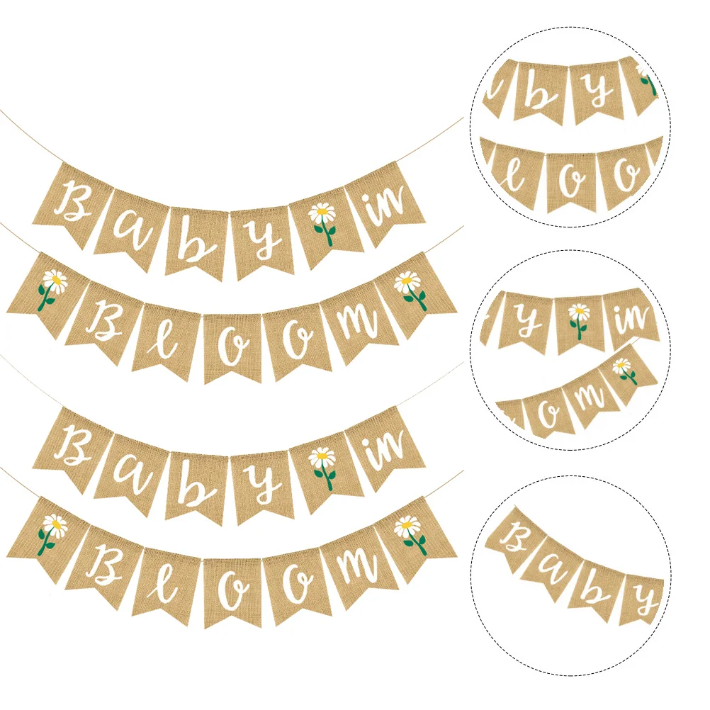 

Banner Baby Shower Pennant Party Birthday Bunting Photo First Favors Supplies Newborn Hanging Fabric Decoration Rustic Girl