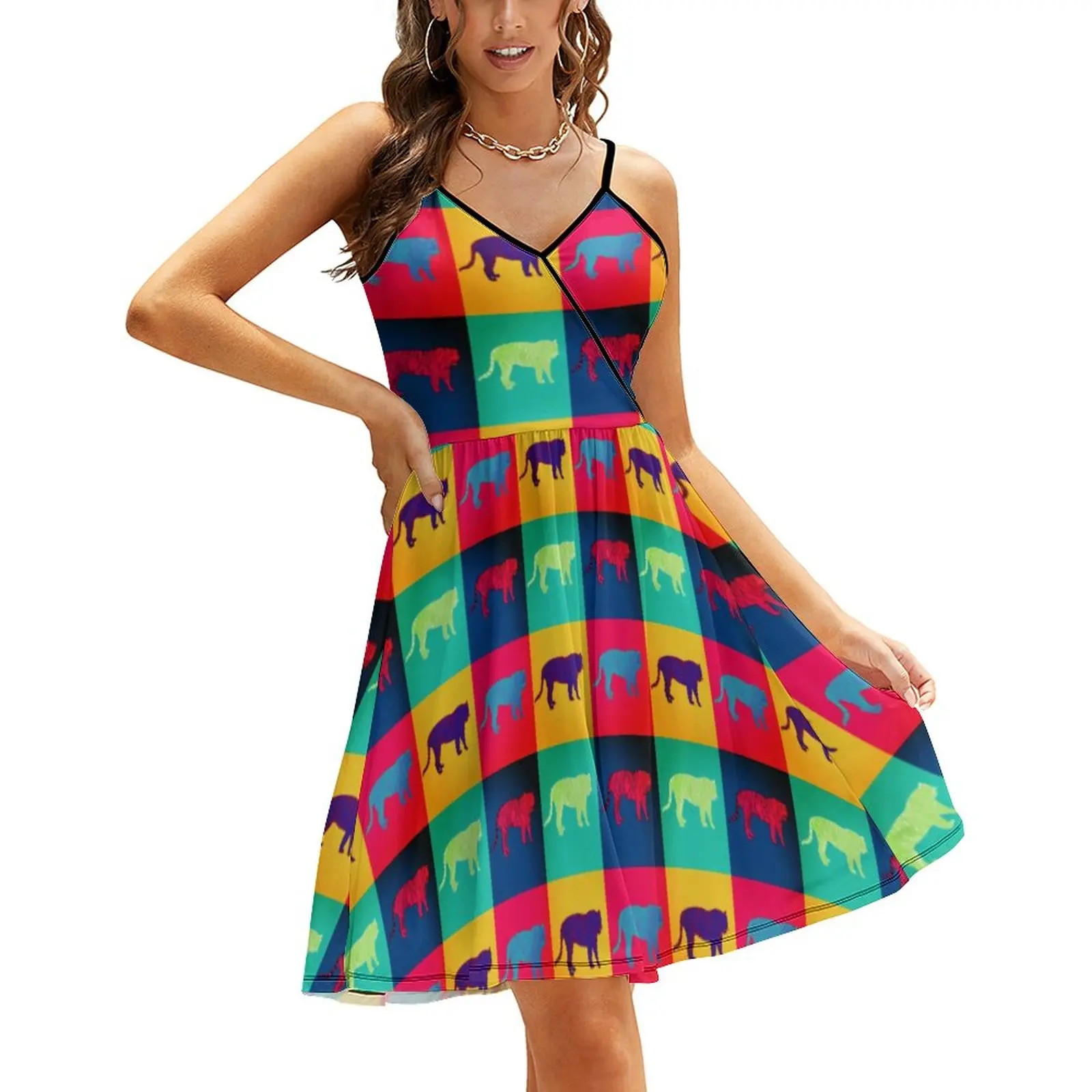 

Красочное женское платье в стиле поп-арт, женское пляжное платье в стиле бохо, женское Повседневное платье с графическим рисунком, большой р...