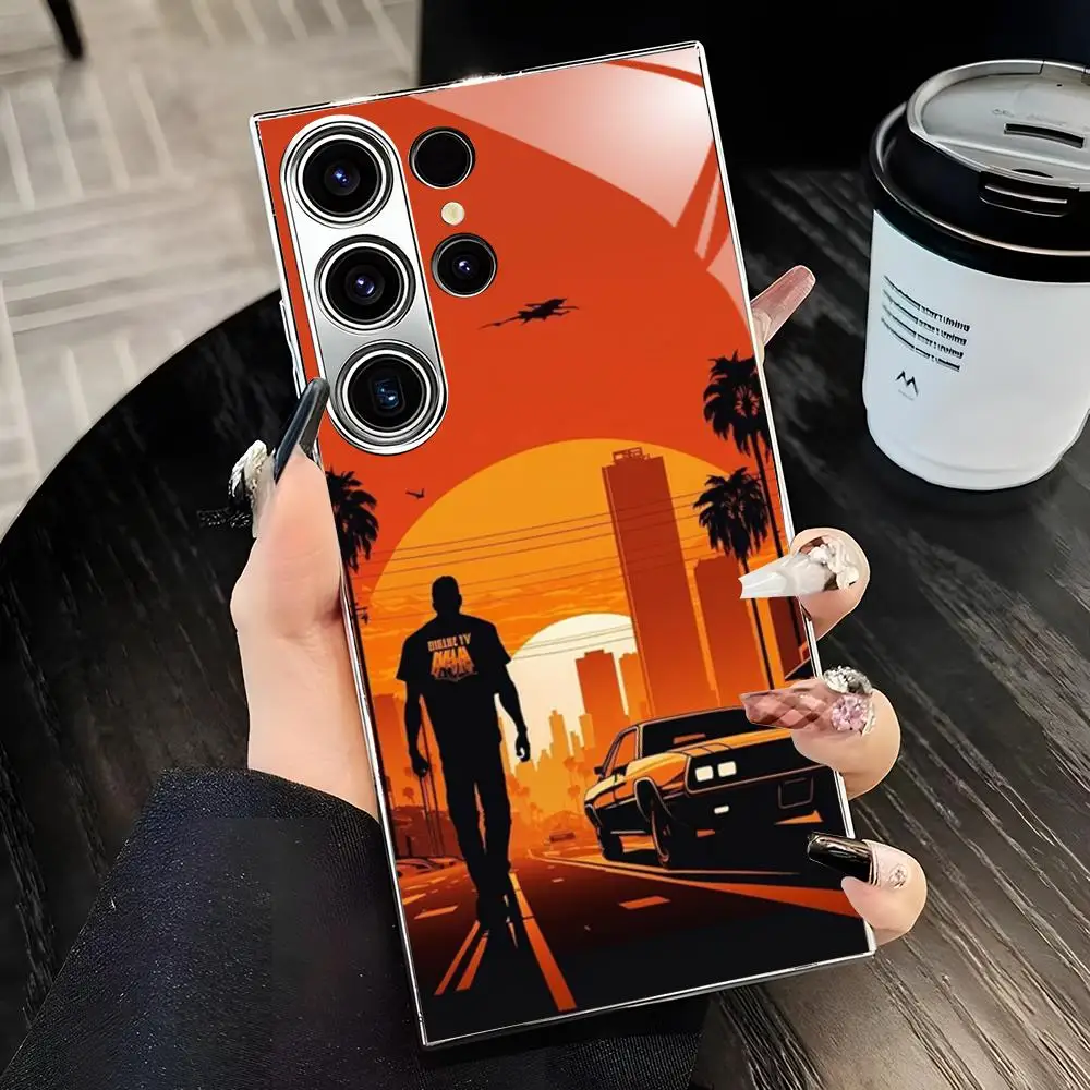 Фото Горячая новинка: Чехол для телефона G-GTA 5 R-Star для Samsung S26 S25 S24 S23 S22 S21 Plus Ultra FE Edge, гальванизированное стекло №2