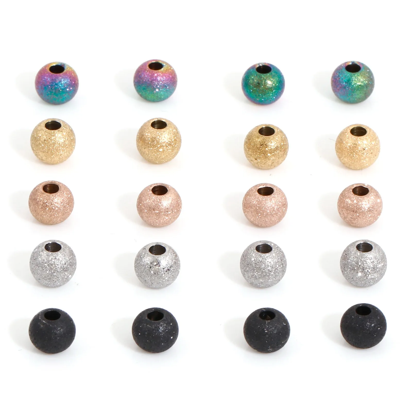 

3 4 5 6 8mm Multicolor Stainless Steel Beads Round Frosted Seed Beads DIY Jewelry Making Bracelets Women Jewelry Accessories