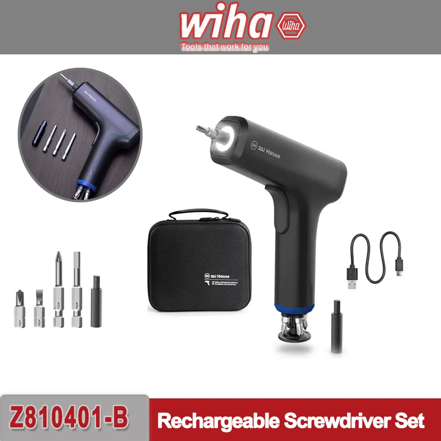 Набор перезаряжаемых отверток WIHA 4 В со светодиодной подсветкой включает 8 бит 1