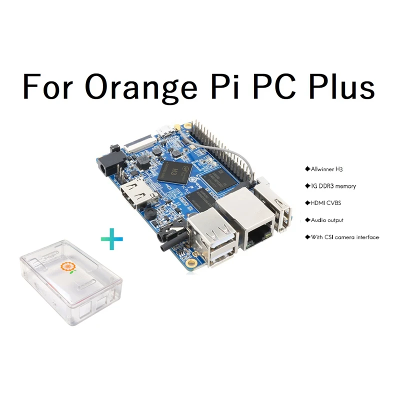 For Orange Pi PC Plus H3 Board 1GB DDR3+Transparent Case Cortex-A7 Quad Core Support Android4.4/Ubuntu/Debian Systems