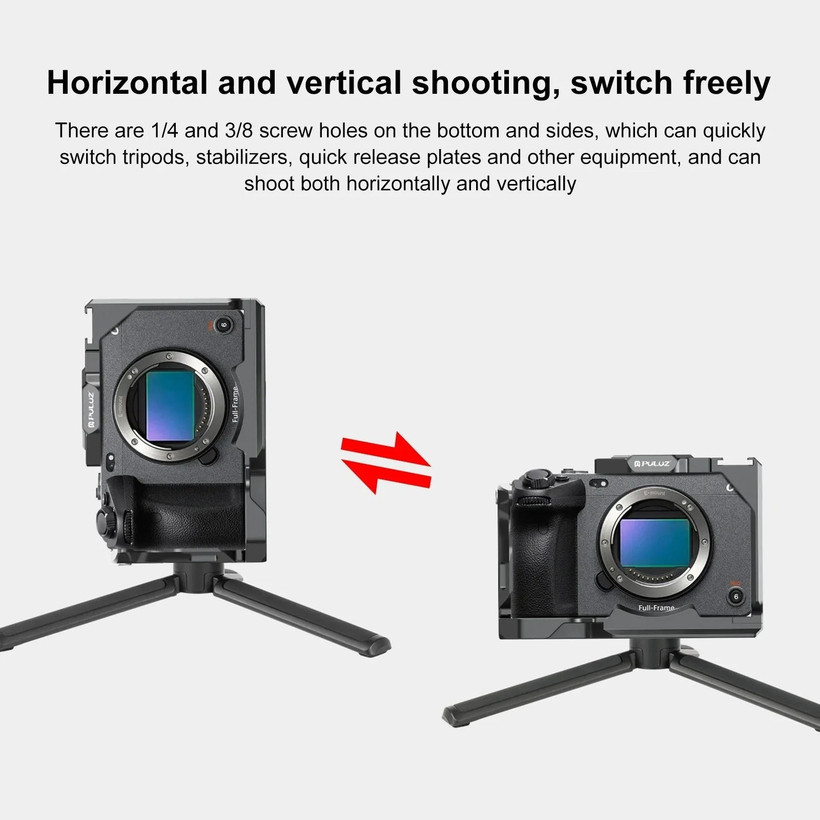Фото Стабилизатор металлической клетки камеры PULUZ для Sony ILME-FX30/FX3, с ползунком NOTA, винтами 1/4, расширения 3/8 и отверстиями для позиционирования Arri №5