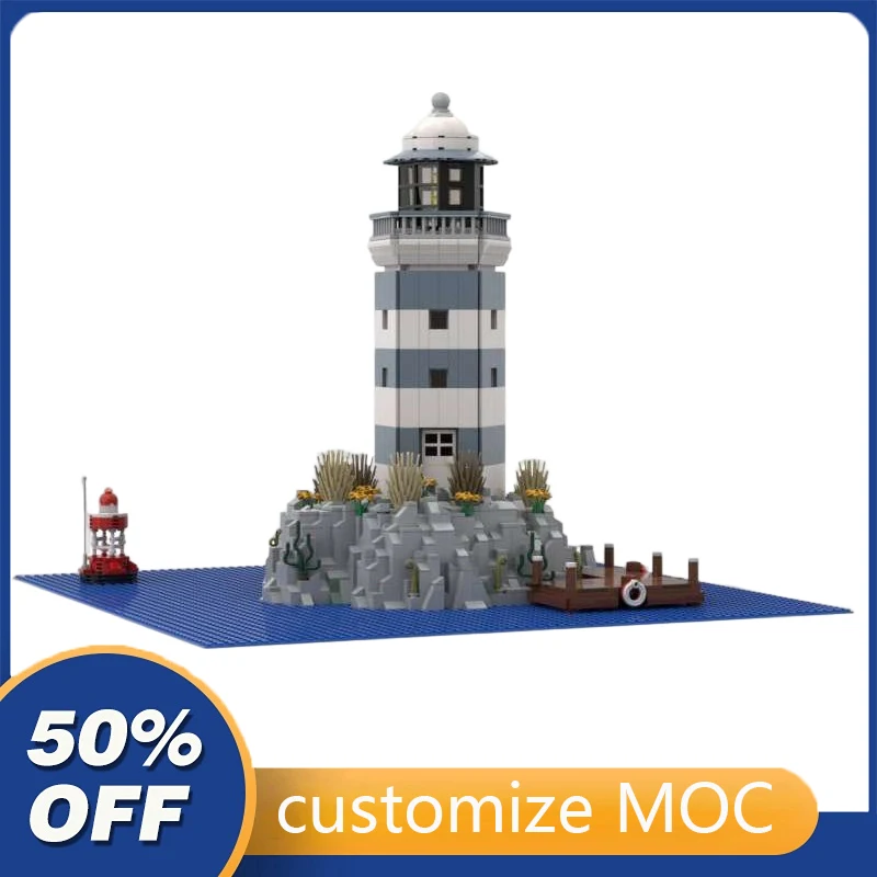 

1924PCS Customized MOC Rocky Lighthouse street view Model Building Blocks Bricks Children birthday toys Christmas gifts