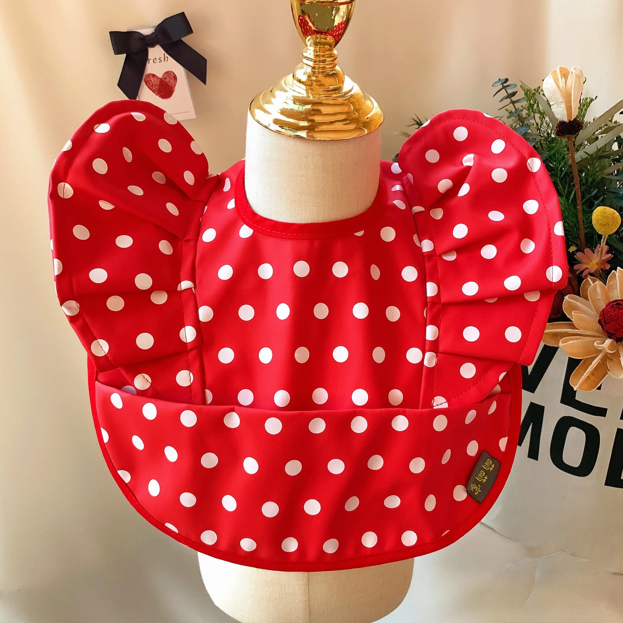 Детская сумка для еды с крыльями ангела в горошек водонепроницаемый слюнявчик