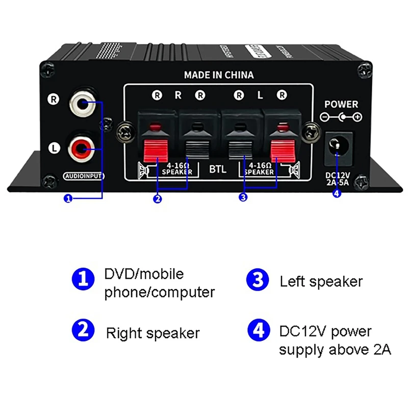 12V 2 Channel Car Mini Amplifier AK270 Stereo Power Audio Without Remote Control |