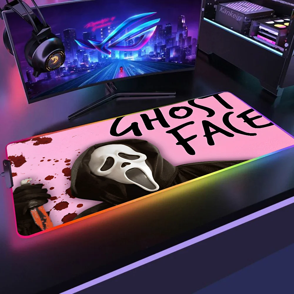 G-Ghostface H-Horror S-Scream Art Коврик для мыши XXL RGB Коврики игровой HD Черные аксессуары