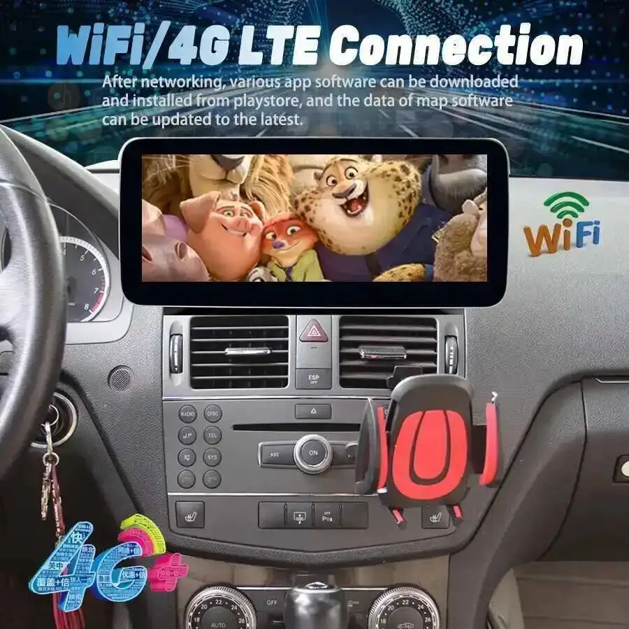 Фото Автомобильный мультимедийный видеоплеер BT для Mercedes Benz C Class W204 S204 2008-2010 10,25 дюйма 4G стерео Android 14 встроенный 360 CarPlay №4