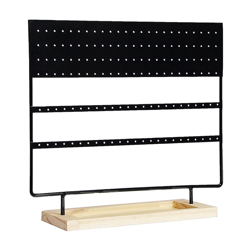 

Earring Holder Organizer Stand-Earrings Display Rack 145 Holes Jewelry Holder Tower With Wooden Tray For Earrings Ring