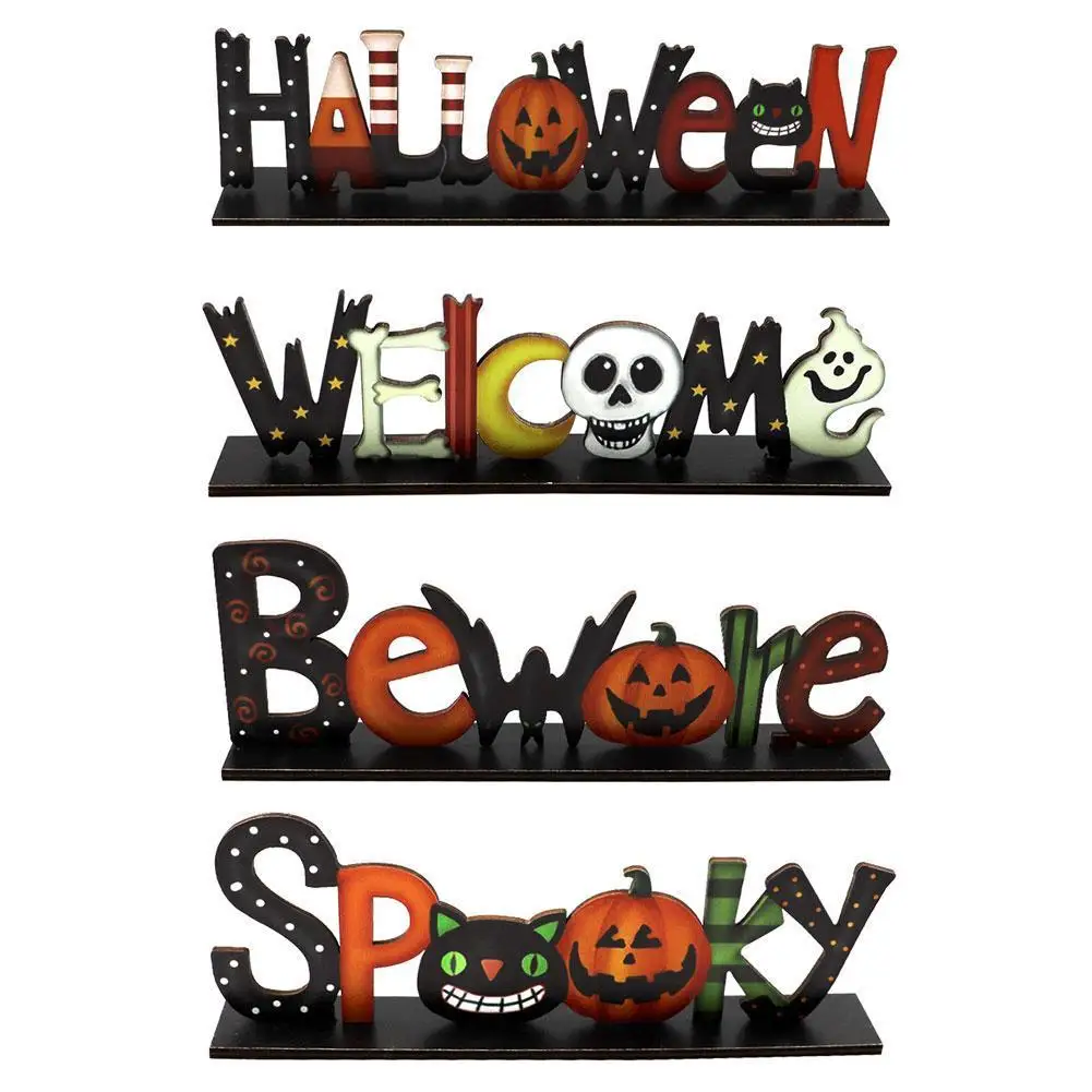 Halloween Letters Wooden Table Decoration Cartoon Pumpkin Ca