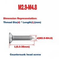 304 stainless steel countersunk flat head anti theft self tapping screw m2 9 m4 8