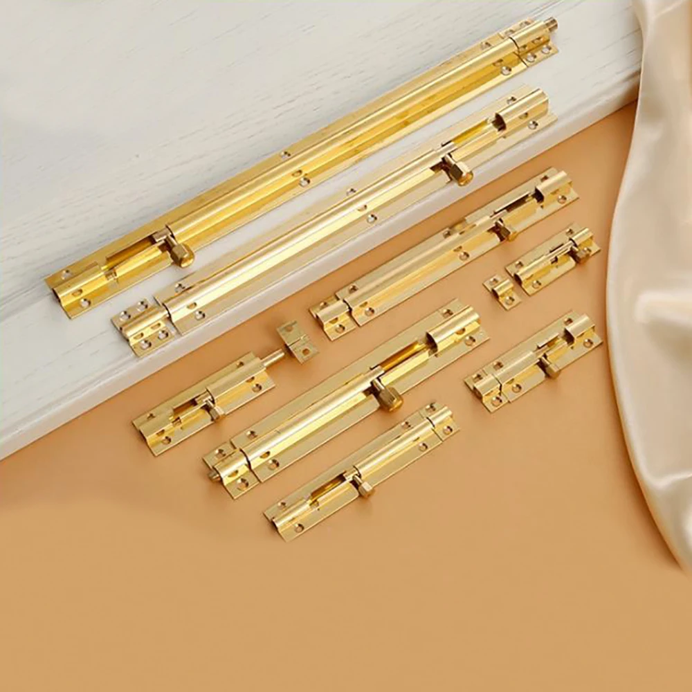 

1Pcs Brass Doors Slide Latch Lock Bolt Latch Barrel Home Gate Safety Hardware Screws 4 Size 1.5/2/3/4 Inch Gold Color