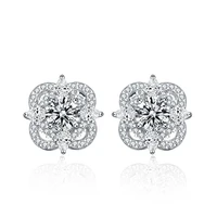 moissanite earring 925 silver needle female four leaf clover stud earrings 0 5 ct moissanite wedding jewelry