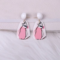 cute parrot printing dangle earrings for women 2022 new design animal acrylic drop earring fashion party birthday best gifts